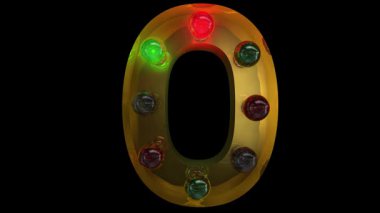 Beş farklı dikişsiz döngü animasyonunda beş farklı noel lambası harfi alfabesi.