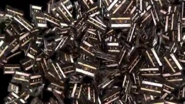 Classic Black Analog Audio Cassette Tape Animated Transitions From side to up