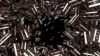 Klasik Black Analog Ses Kasedi Canlandırılmış Geçiş Gözü havaya uçtu