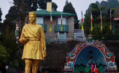 Statue of Bhanubhakta Acharya, Nepali poet, translated the great epic Ramayana from Sanskrit to Nepali, Darjeeling Mall clipart