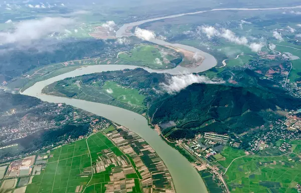 Schöne Aussicht Aus Dem Flugzeug — Stockfoto