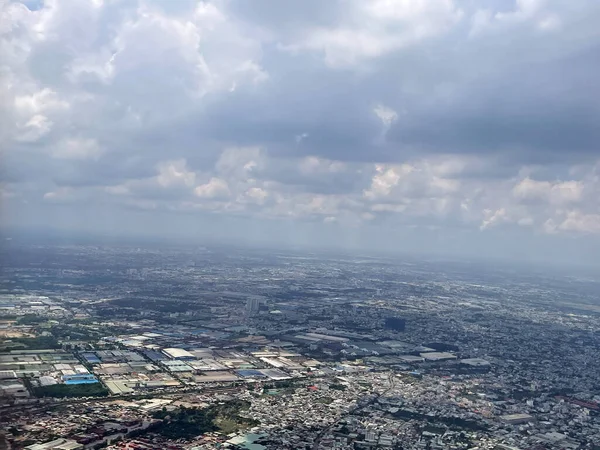 Chi Minh Ciudad Vista Desde Avión — Foto de Stock