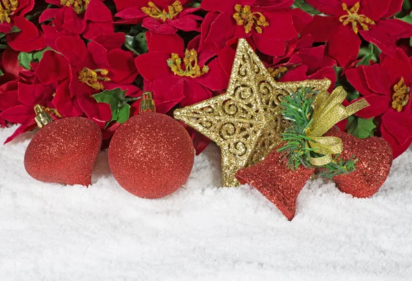 Ornaments in Snow — Stock Photo, Image