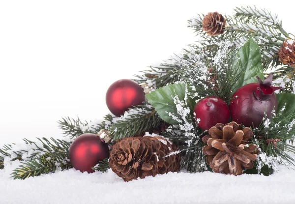 Christmas Ornaments in Snow — Stock Photo, Image