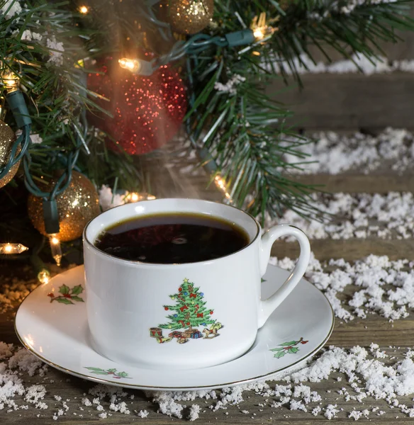 Vapeur tasse de café de Noël — Photo