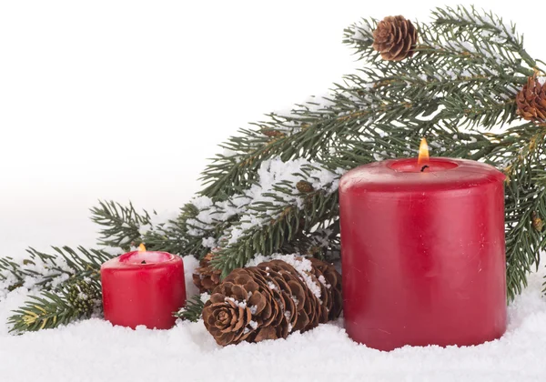 Due candele rosse di Natale — Foto Stock