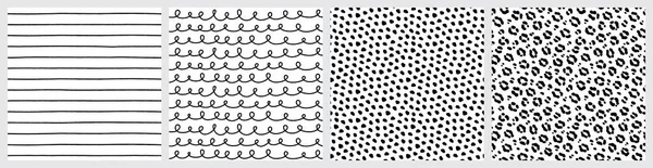 Набор Черно Белых Ручных Рисунков Кожа Леопарда Кожа Животного Каракули — стоковый вектор