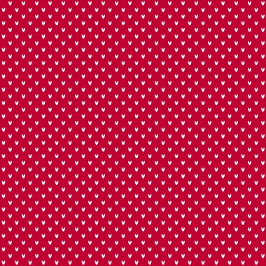 Kırmızı ve beyaz süveter desenli. Kırmızı zemin üzerinde beyaz elementlerle kusursuz kış deseni. Tarafsız örülmüş doku arka planı. Şirin hediye paketi kağıdı..