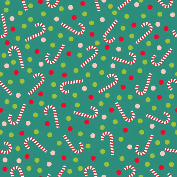 Patrón Sin Costuras Bastón Caramelo Confeti Navidad Colores Verdes Rojos — Archivo Imágenes Vectoriales