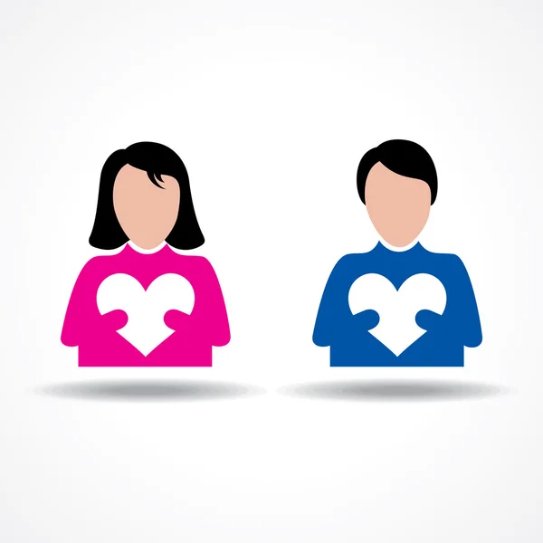 Icono masculino y femenino que tiene su vector de stock corazones — Vector de stock