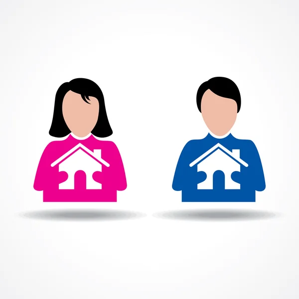 Male and Female thinking about their home stock vector — Stock Vector