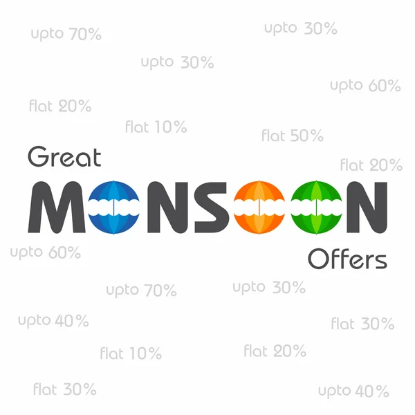 Gran Monzón banner de venta para diferentes descuentos vector de acciones — Archivo Imágenes Vectoriales