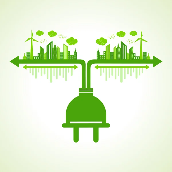 Concept Eco city avec vecteur plug stock — Image vectorielle