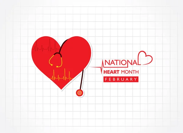Vektorillustration Des Februar Beobachteten Nationalen Herzmonats — Stockvektor