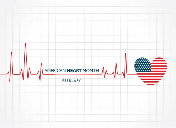 Ilustración Vectorial Del Mes Nacional Del Corazón Americano Observado Febrero — Archivo Imágenes Vectoriales