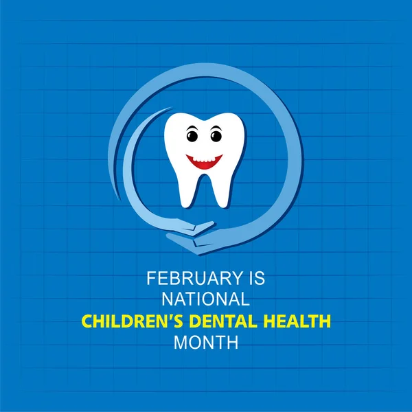 Ilustracja Wektorowa National Children Dental Health Obserwowana Lutym — Wektor stockowy