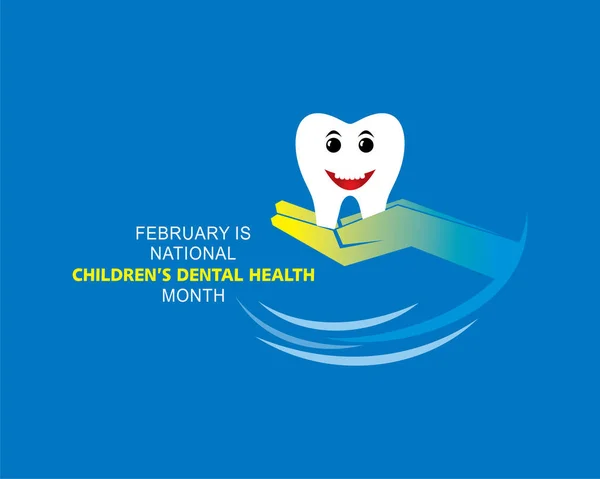 Ilustracja Wektorowa National Children Dental Health Obserwowana Lutym — Wektor stockowy