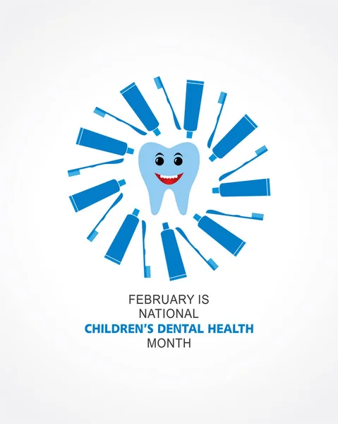 Ilustracja Wektorowa National Children Dental Health Obserwowana Lutym — Wektor stockowy