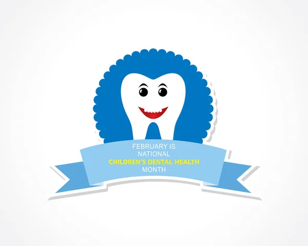 Ilustracja Wektorowa National Children Dental Health Obserwowana Lutym — Wektor stockowy