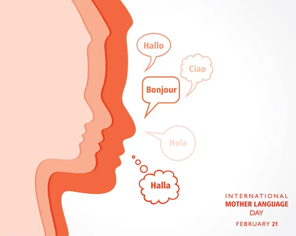 Ilustración Vectorial Del Día Internacional Lengua Materna Febrero — Vector de stock