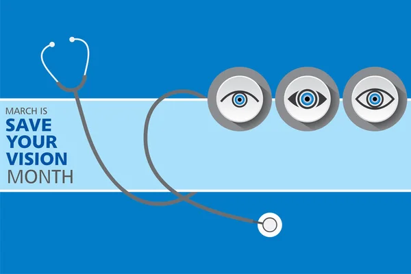 Ilustração Vetorial Salve Sua Visão Mês Observado Mês Março — Vetor de Stock