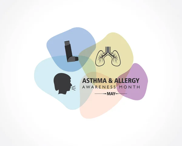 Vektorové Ilustrace Astmatu Měsíc Povědomí Alergiích Pozorované Každý Rok Květnu — Stockový vektor
