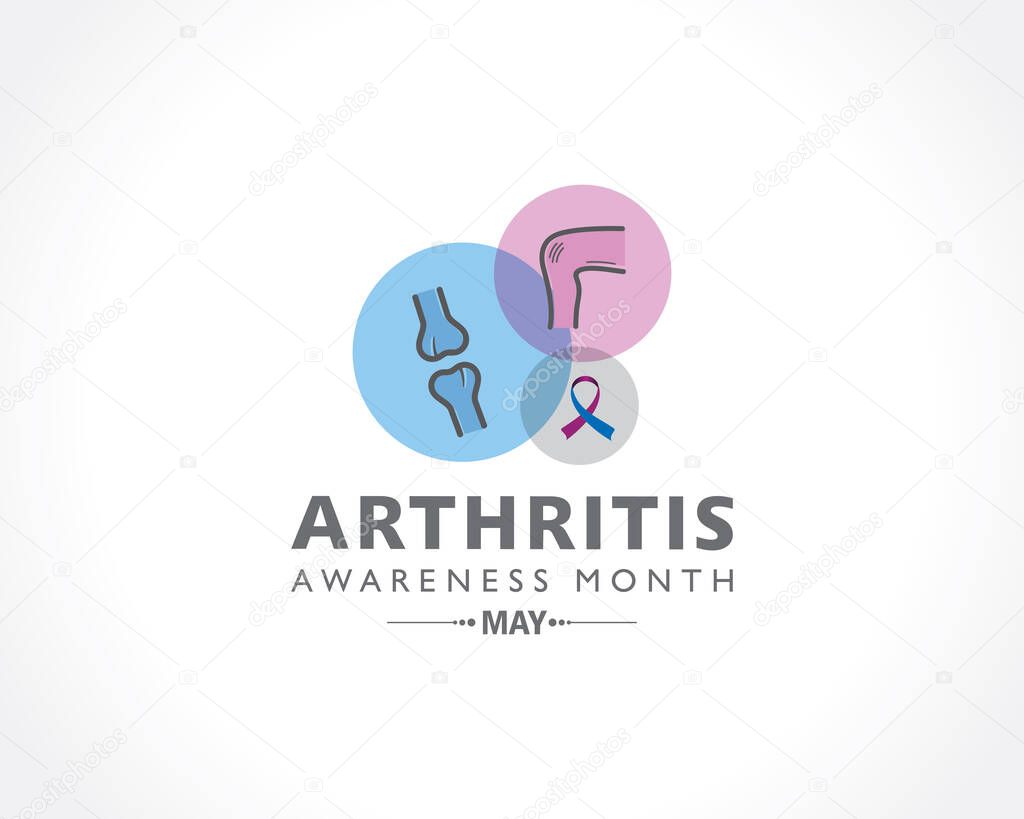 Vector Illustration of Arthritis Awareness Month observed each year in May. it is a common condition that causes pain and inflammation in a joint.
