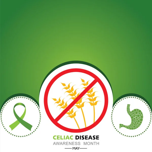 Vector Illustration Celiac Disease Awareness Month May Immune Reaction Eating — Stock Vector