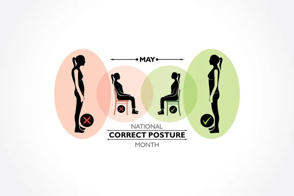 Vector Illustration National Correct Posture Month Observed Each Year May — Stock Vector