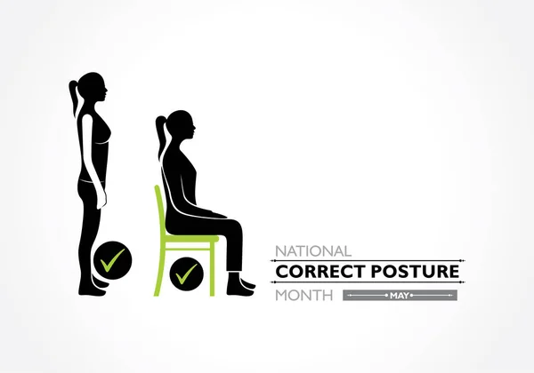 Vector Illustration National Correct Posture Month Observed Each Year May — 스톡 벡터