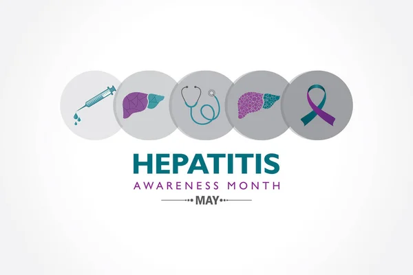 Vector Illustration Hepatitis Awareness Month Observed May Hígado Órgano Vital — Vector de stock