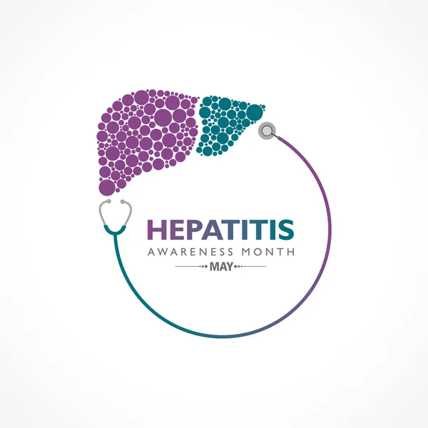 Vector Illustration Hepatitis Awareness Month Observed May Hígado Órgano Vital — Vector de stock