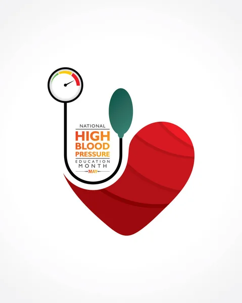 Vector Illustration National High Blood Pressure Hbp Μήνας Εκπαίδευσης Παρατηρείται — Διανυσματικό Αρχείο