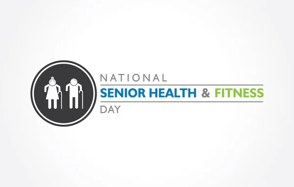 Vector Illustration National Senior Health Fitness Day Observed Last Wednesday — Stock Vector
