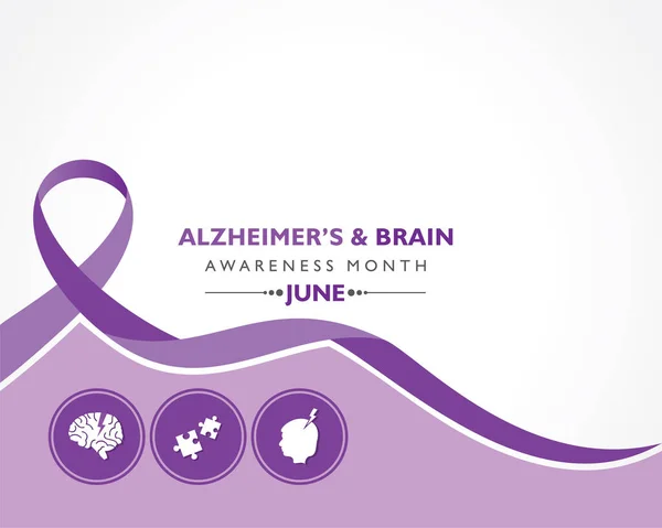 Vector Illustration Alzheimer Brain Awareness Month Observed June Irreversible Progressive — Vettoriale Stock