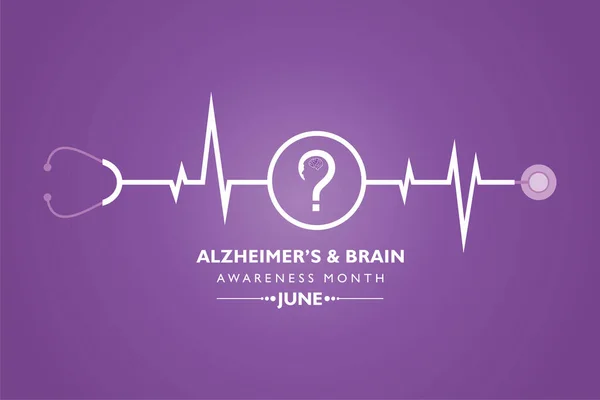 Vector Illustration Alzheimers Brain Awareness Month 돌이킬 수없는 점진적 장애로서 로열티 프리 스톡 일러스트레이션