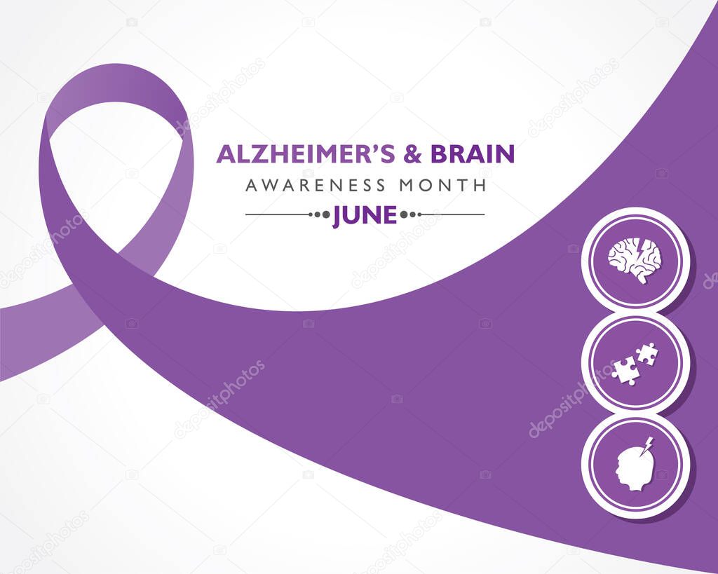 Vector Illustration of Alzheimer's and Brain Awareness Month observed in June. It is an irreversible, progressive brain disorder that slowly destroys memory and thinking skills.