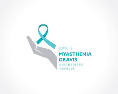 Haziran ayında gözlemlenen Myasthenia Gravis Farkındalık Ayı 'nın vektör illüstrasyonu, çizgili kaslarda zayıflığa yol açan nöromüsküler bir bozukluktur.,
