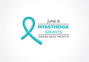 Haziran ayında gözlemlenen Myasthenia Gravis Farkındalık Ayı 'nın vektör illüstrasyonu, çizgili kaslarda zayıflığa yol açan nöromüsküler bir bozukluktur.,