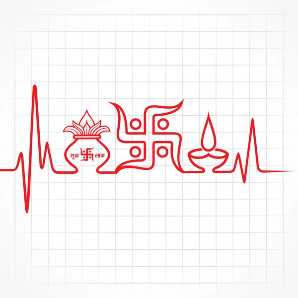 Diwali begroeting achtergrond met heartbeat — Stockvector