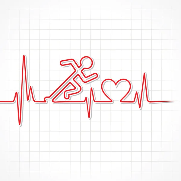 Heartbeat maken lopende man symbool — Stockvector