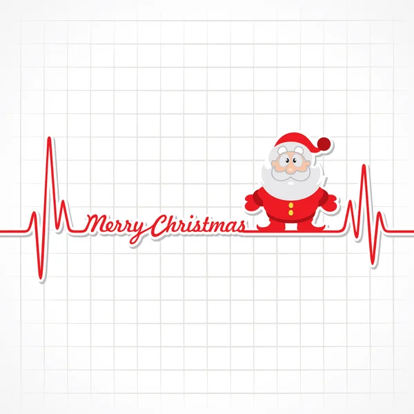 Heartbeat maken merry christmas tekst en santa — Stockvector