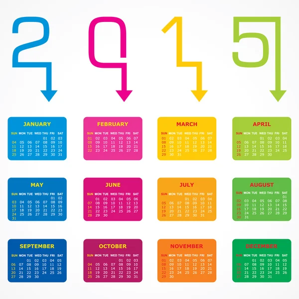 Calendario del 2015 con disegno freccia — Vettoriale Stock