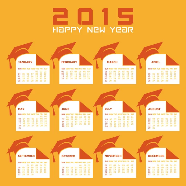 Calendario de 2015 con concepto de educación — Vector de stock