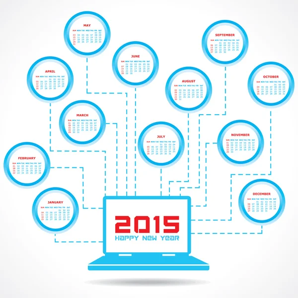 Kalender van 2015 met technologie concept — Stockvector