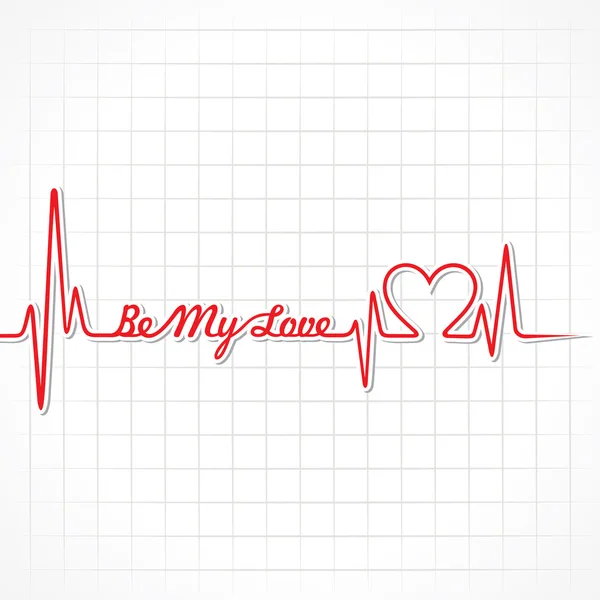 Alla hjärtans hälsning med heartbeat — Stock vektor