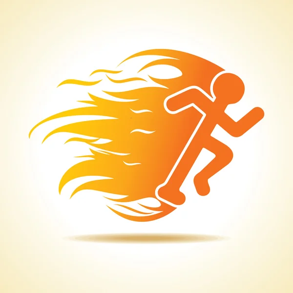 Икона бегущего человека с огнем — стоковый вектор
