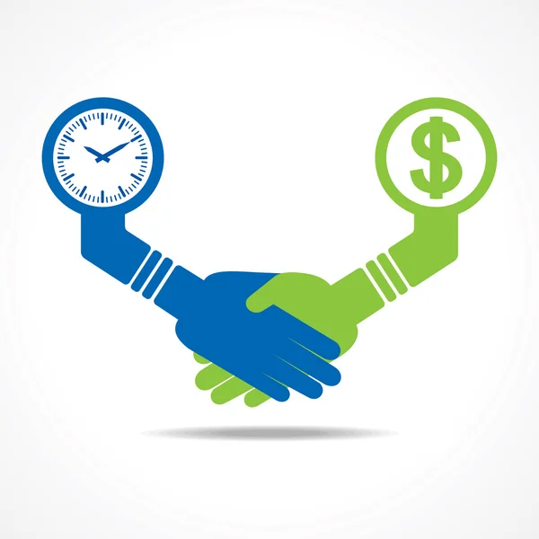 Handshake between time and money — Stock Vector