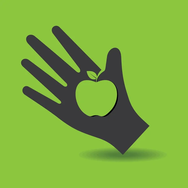 Hand med apple symbol — Stock vektor