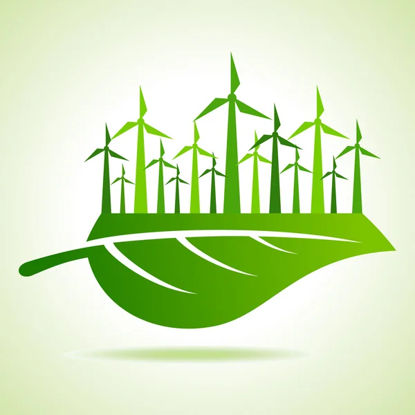 Molinos de viento ecológicos — Vector de stock